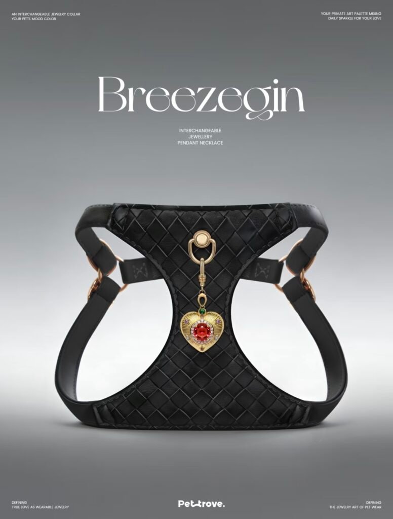 Classic Black Braided Jewelry Dog/Cat Harness style 1
