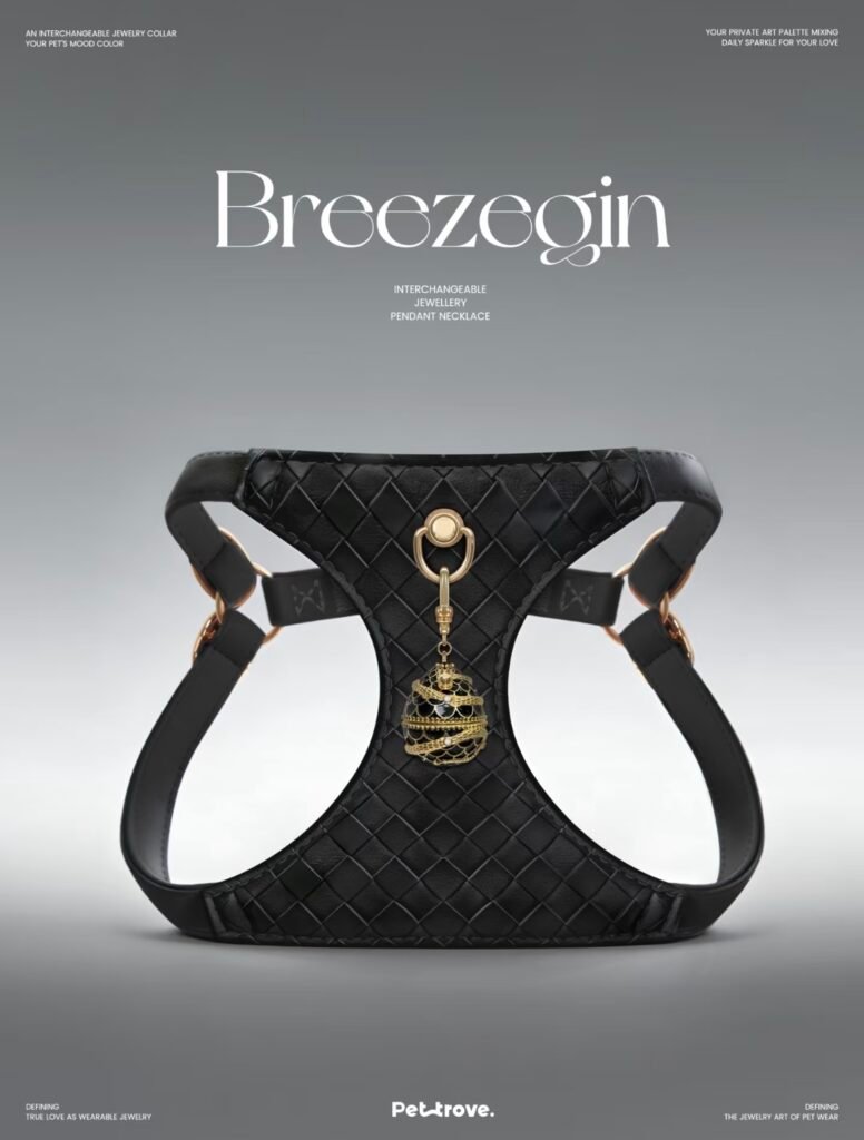 Classic Black Braided Jewelry Dog/Cat Harness style 4