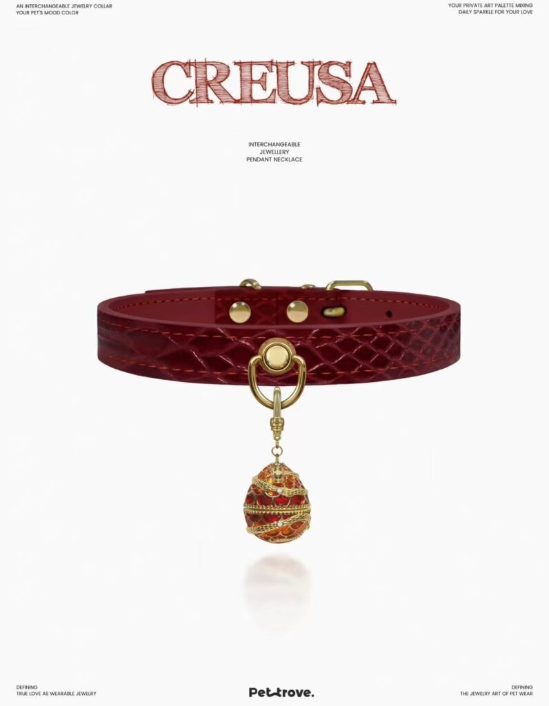 Burgundy Crocodile-Embossed Jewel Dog/Cat Collar style 2