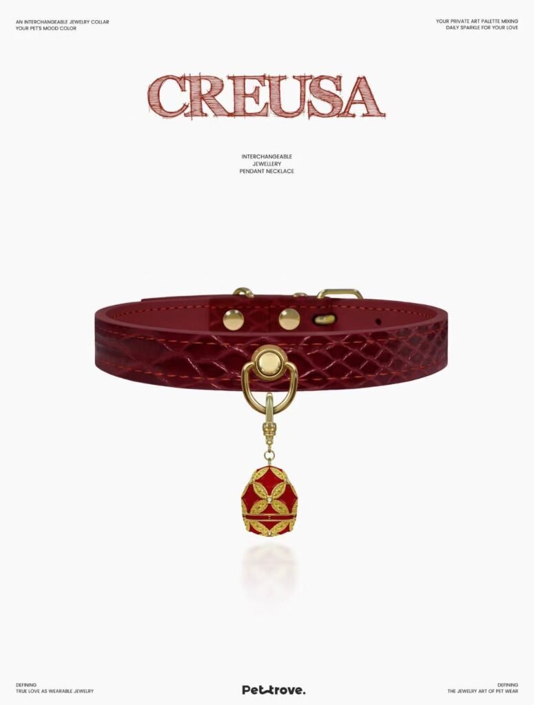 Burgundy Crocodile-Embossed Jewel Dog/Cat Collar style 3