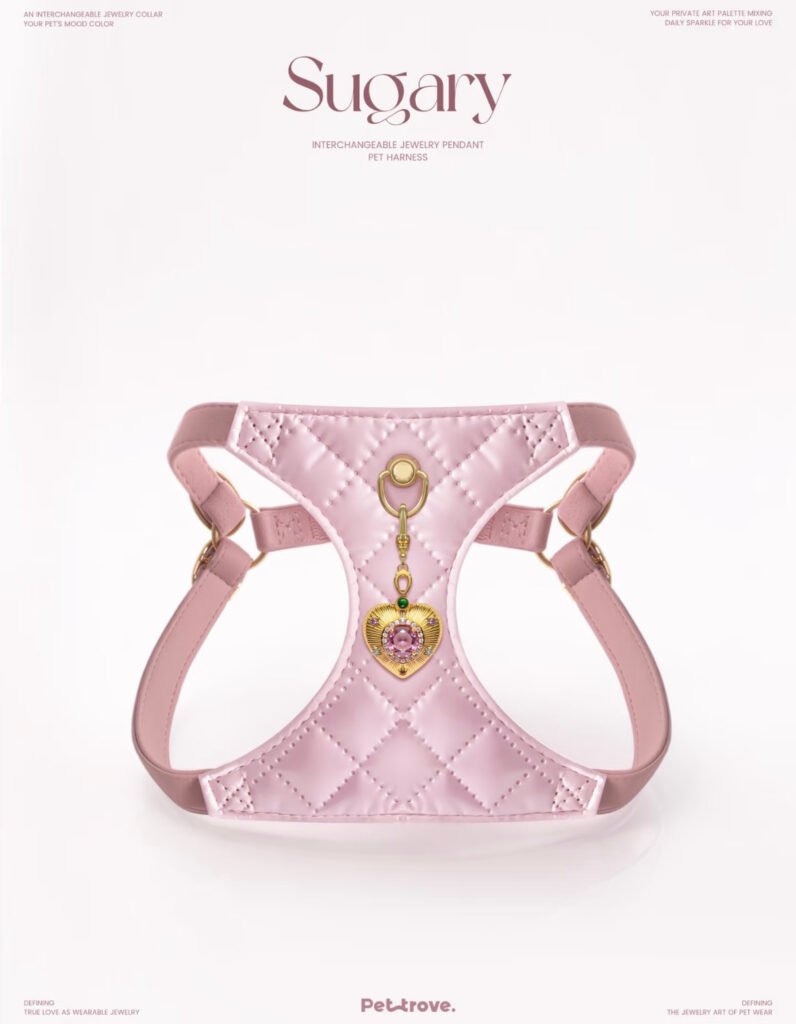 Luxury Peach Pink Jewelry Dog/Cat Harness style 1