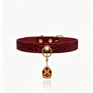 Burgundy Crocodile-Embossed Jewel Cat & Dog Collar