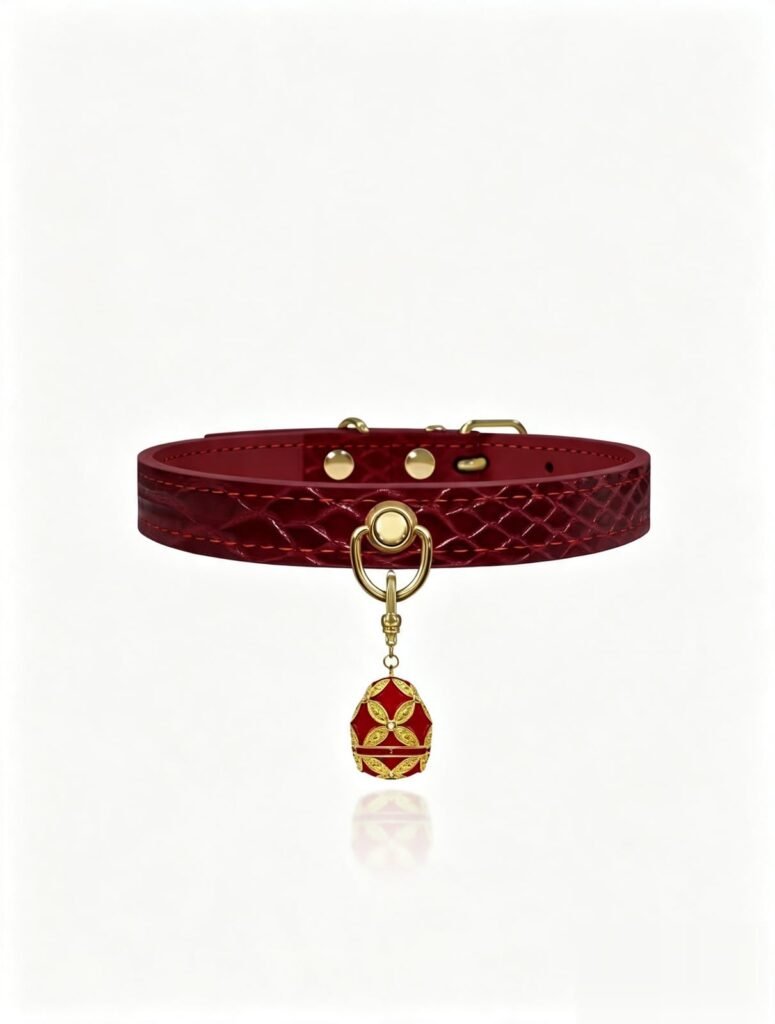Burgundy Crocodile-Embossed Jewel Cat & Dog Collar
